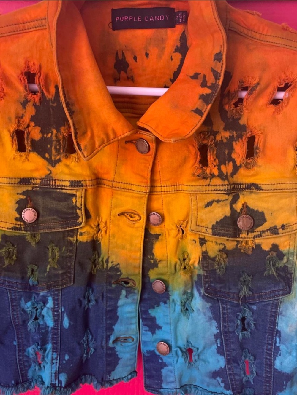 DIP DYE DESTROYED DENIM JACKET